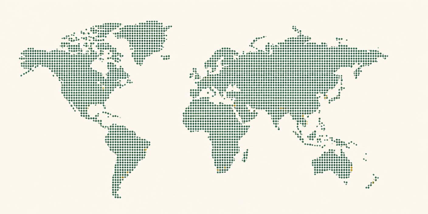 World map illustrating Farmano Foods India export destinations
